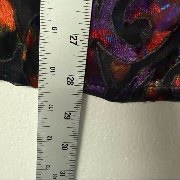 Vintage Chicos Top 3 XL Colorful Paisley Art To Wear Sheer Abstract Silk Rayon - Picture 8 of 10